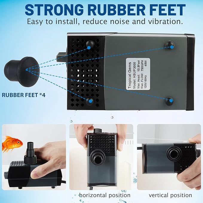 WaterRebirth (HSUP3000F) Submersible Water Pump With Fountain Jets - Pond Pump - Submersible Pump - Water Fountain Pump - Aquarium Pump (Pack of 5)