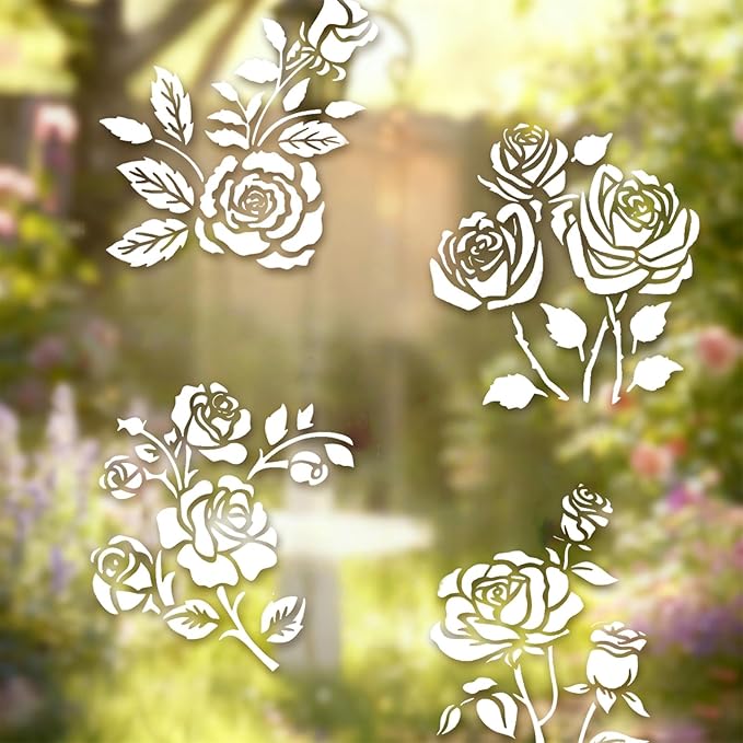 12 Pcs Large Flower Stencils for Painting, 5.12 X 5.12 Inch Flower Stencils for Crafts Reusable, Wood and Wall Stencils for Painting Large Pattern, DIY Templates Holiday Wall Paper (H)