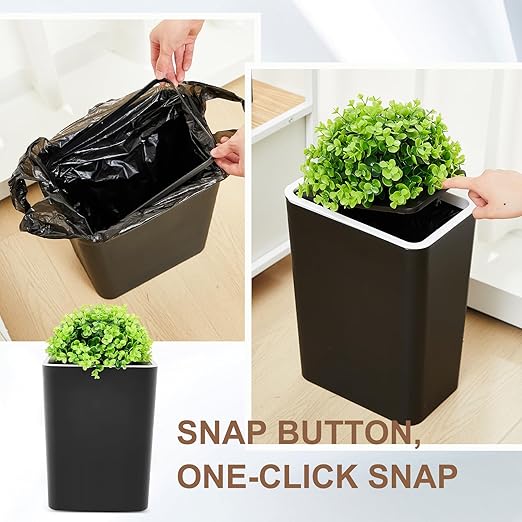 Dog Poop Trash Can Outside 3.96 Gal/15 L Plant Styled Dog Waste Trash Can with Lid 50 Pcs Plastic Waste Bags Outdoor Indoor Poop Container Slim Garbage Bin for Yard Garden Pet (Black)