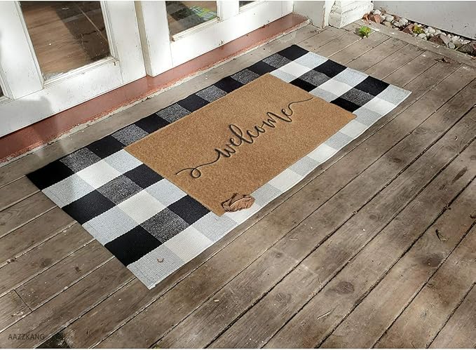 AAZZKANG Brown Door Mat Outdoor Welcome Mat with Non Slip Rubber Backing Easy to Clean Entry Doormat for Indoor High Traffic Areas Front Door Decorative