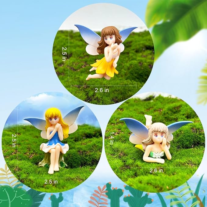 Suartus Miniature Fairy Figurines - 4Pcs Small Flower Fairies Ornaments Resin Mini Fairy Figurines Tiny Elf for DIY Fairy Garden Flower Pot Bonsai Micro Landscapes Craft Decoration Accessories