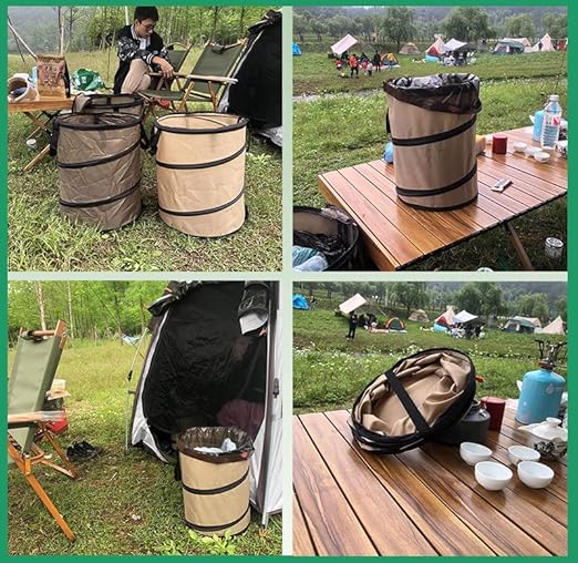 Collapsible Trash can/Folding Garbage Cans,Portable Trash can,Pop Up Trash Can,for Camping Garbage Can Collapsible,Clothes and Toys Recycle bin (BrownColor)