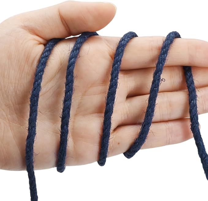 Leecogo 4.5mm Jute Rope 100 Feet Natural Craft Rope Twine String Perfect for Home Gardening Macrame Arts Crafts DIY Cat Scratching Post Replacement Repairing Recovering Cats Toy Making,Navy Blue