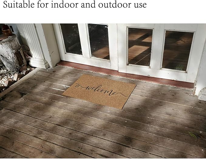 AAZZKANG Brown Door Mat Outdoor Welcome Mat with Non Slip Rubber Backing Easy to Clean Entry Doormat for Indoor High Traffic Areas Front Door Decorative