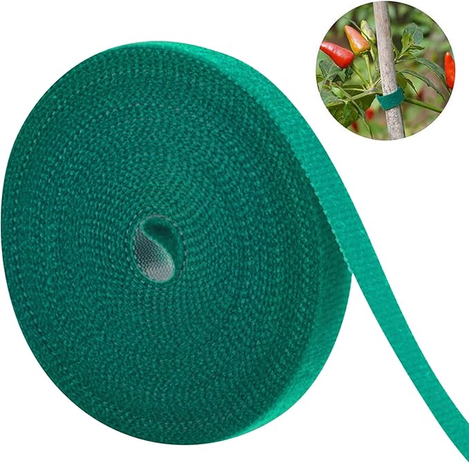 1/2inch 82ft Garden Tie Green Tape, Hitotsu Reusable Plant Tape, Nylon Plant Tie Strap for Gardening Tips, Flowers, Tomato, Vines, Tree