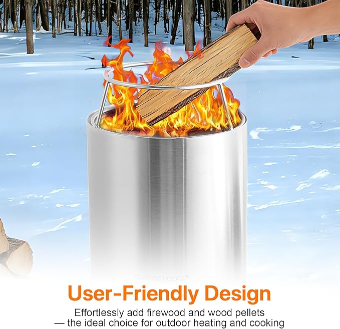 CHANGE MOORE 7-inch Secondary Combustion Smokeless Tabletop Fire Pit Cover Assembly, Fits Large Fire Pits or Outdoor Ignition, Compatible with Solo Stove Mesa XL Stove, Includes Rack & Fork Only