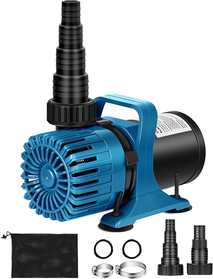 150W 3200 GPH Pond Pump for Outdoor Ponds with 180° Adjustable Outlet, 20FT Power Cord & Barrier Bag, Ultra-Quiet Fountain Pump, Waterfall Pump, UL Listed