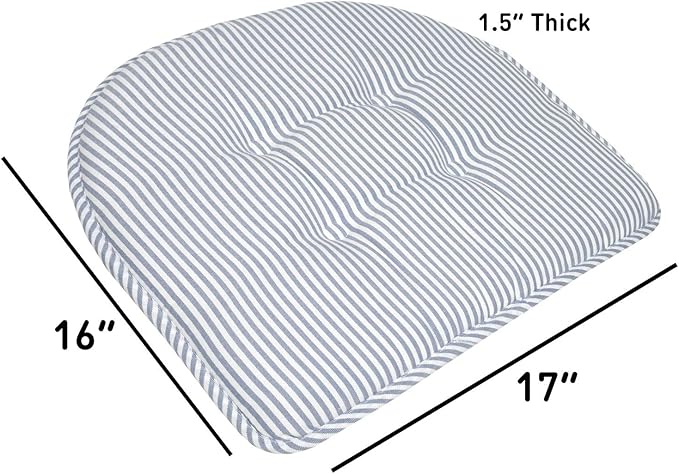 Chair Cushion Memory Foam Pads Tufted Slip Non Skid Rubber Back U-Shaped 17" x 16" Seat Cover, (Pack of 3)