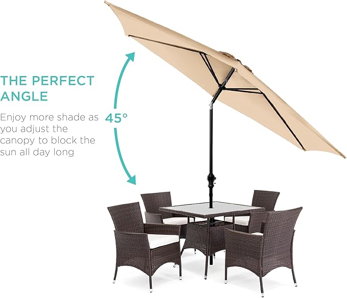 Best Choice Products 10ft Outdoor Steel Polyester Market Patio Umbrella w/Crank, Easy Push Button, Tilt, Table Compatible