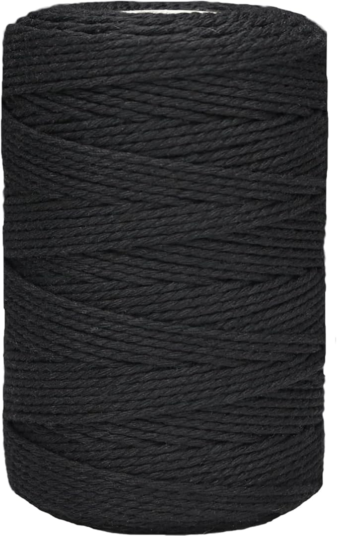 Twine String,500 Feet Cotton Butchers Twine String Cooking Kitchen Twine for Crafts Roasting Gift Wrapping DIY Decoration Gardening Packing Materials,Black