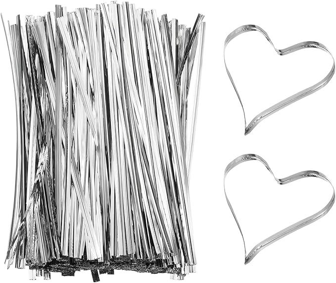 PATIKIL Bag Twist Ties 6 Inch, 800 Pcs Metallic Bread Ties for Treat Plastic Bags Gift Wrapping Candy Coffee Bag Plant Party Cake Favor, Silver