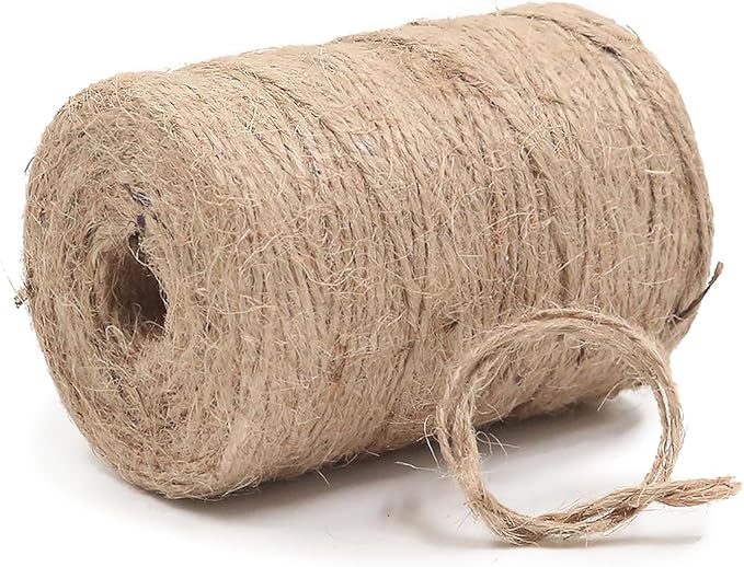 2mm - 164FT Natural Jute Twine Rope String - for Crafts Gardening Plant Accessories Gift Wrapping, Arts Packing Material Christmas Twine Bulk Wedding Decor (600 Ft)