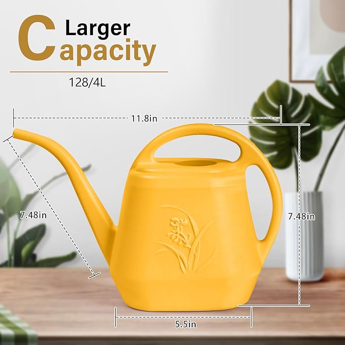 Grip Watering Can - for Home Plant Garden - 1 Gallon - Orange