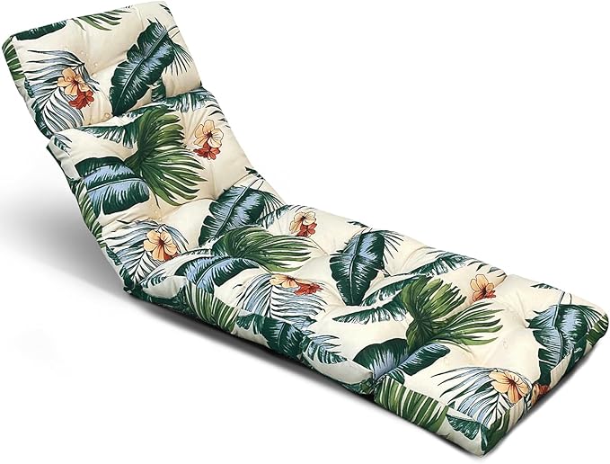 Waterproof Lounge Cushions for Outdoor Furniture 75x24x3.9 Inch Non-Slip Printing Lounge Chaise Chair Cushions Replacement with Back Cover for Pool Porch Beach,Hawaii