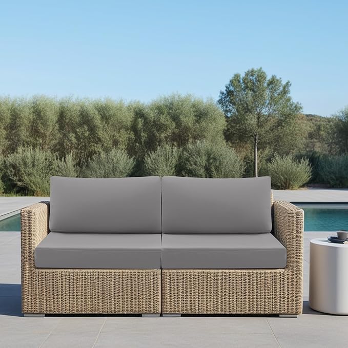 idee-home Outdoor Cushions for Patio Furniture, Outdoor Seat Cushion, Waterproof Hampton Bay Deep Seat Replacement Couch Chair Cushions for Garden Lawn Backyard Deck, 28.5 x 28.5 Grey