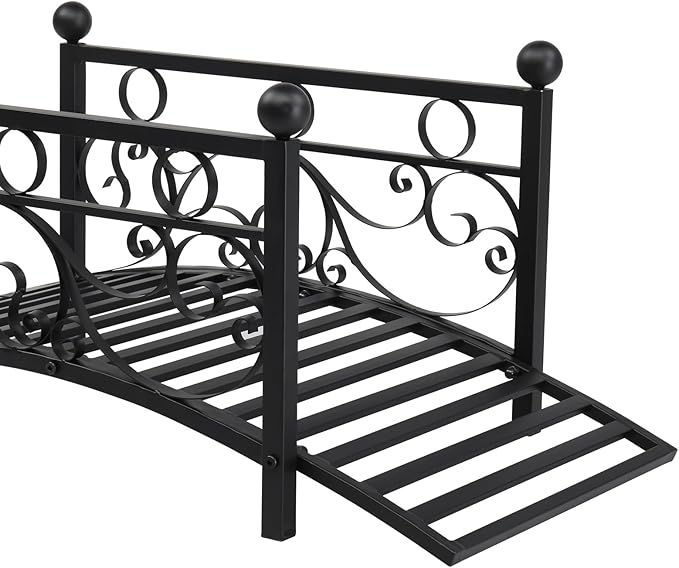 3.3FT Steel Garden Bridge with Anti-Slip Deck, 450LB Capacity Metal Footbridge for Yard, Pond or Garden - Rust-Resistant Powder Coated & Easy Assembly