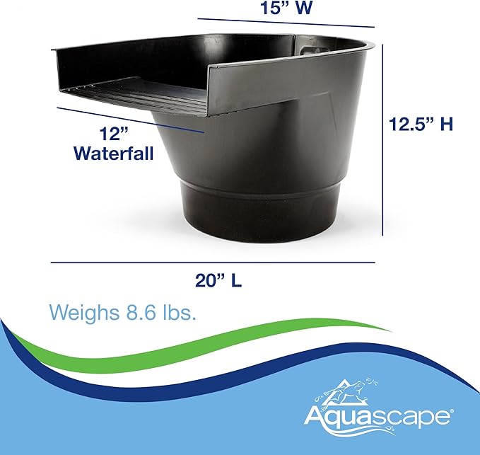 Aquascape Pond Filter and Waterfall Spillway, Efficient Mechanical and Biological Filtration, Compact | 77020,Black