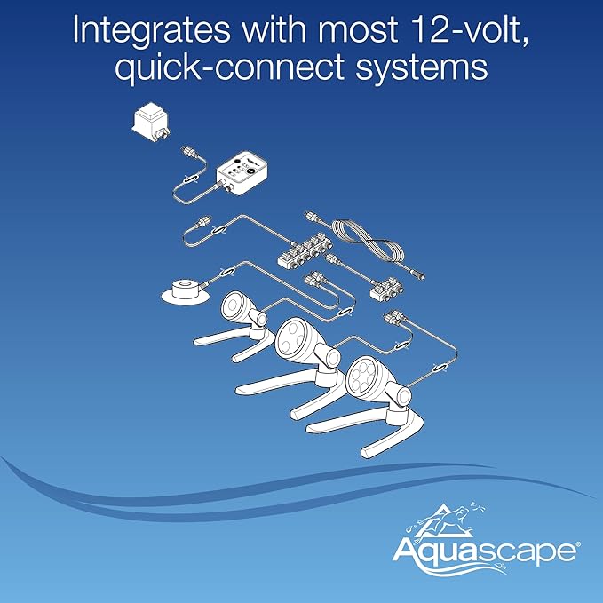 Aquascape Wide-Angle Underwater LED Light, 8-Watt, Smart Control Compatible, Expansive 90° Beam, Rock Wall Mountable, 84077