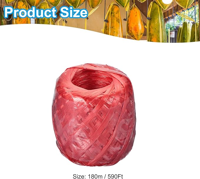 PATIKIL 180m/590Ft Polyester Nylon Plastic Rope, Twine Household Bundles Ropes Roll for Gardening Packing Crafting DIY, Red