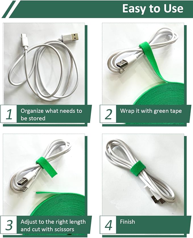 98.4 Ft Plant Ties Garden Tape, Reusable Adjustable Plant Clips for Climbing Plants, Green Nylon Self Adhesive Plant Twist Tie Strap to Support Gardening Plants