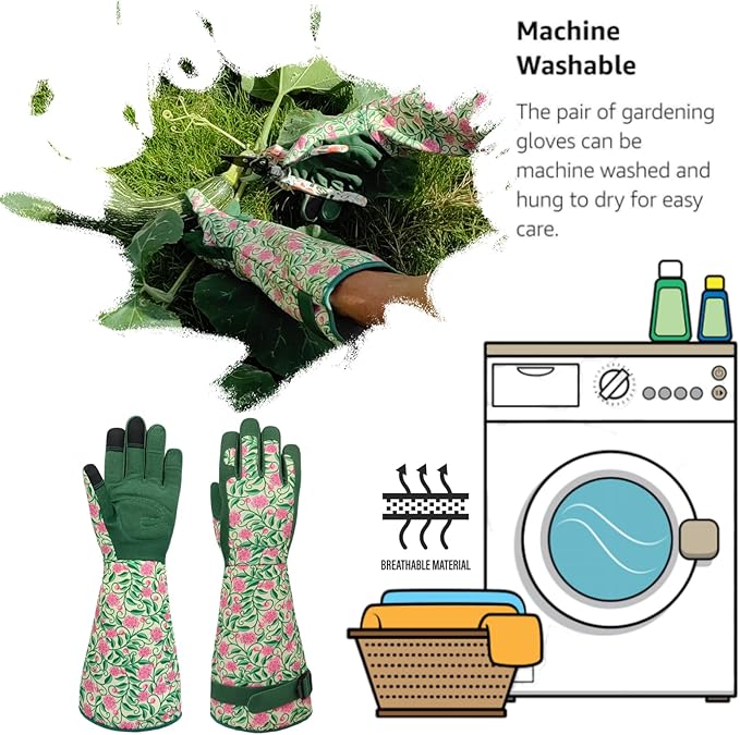 Long Gardening Garden Gloves,Thorn-proof&Puncture Resistance Rose Cactus Gauntlet Glove for Gardener,Gifts