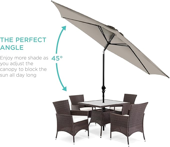 Best Choice Products 10ft Outdoor Steel Polyester Market Patio Umbrella w/Crank, Easy Push Button, Tilt, Table Compatible