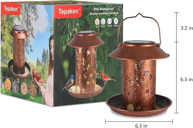Bird Feeders for Outdoors Hummingbird Solar Lanterns Outdoor Waterproof Hanging Garden Decor Birthdays for Women Mom Metal Solar Decoration Outside for Yard, Patio,