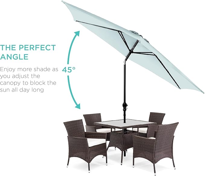 Best Choice Products 10ft Outdoor Steel Polyester Market Patio Umbrella w/Crank, Easy Push Button, Tilt, Table Compatible