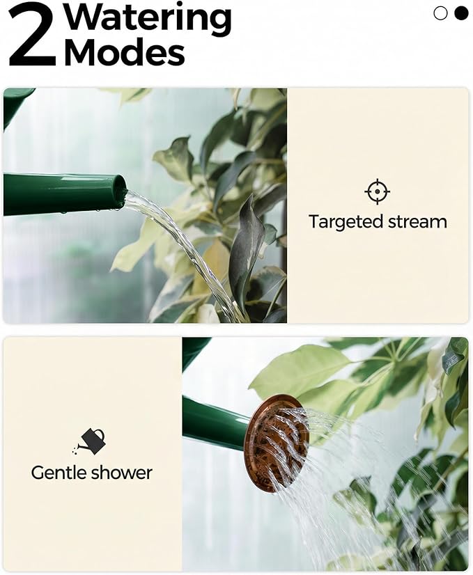 Bamworld Watering Can for Indoor Outdoor Plant Metal Watering Can with Removable Spout Embossd Design Plant Watering Devices Stainless Steel 1/2 Gallon Watering Cans Home & Garden Décor Deep Green