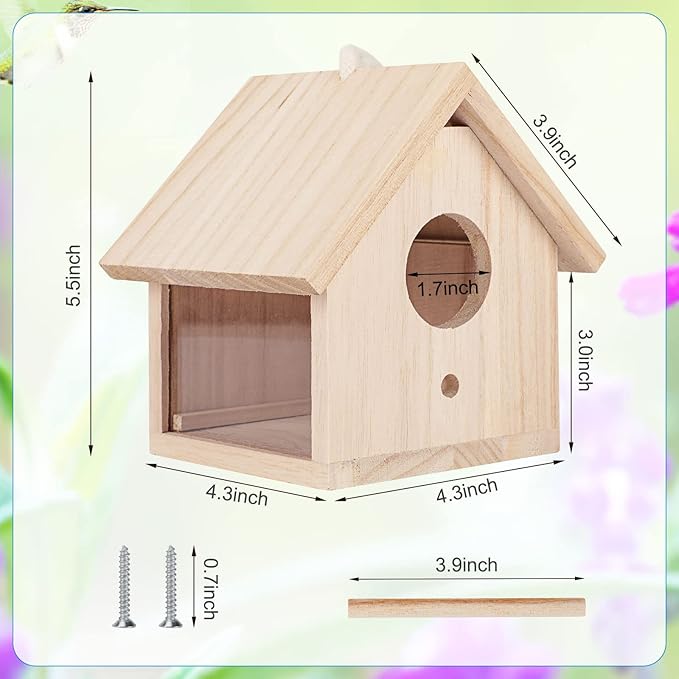 Bird Houses for Outside Clearance with Pole, Wood Birdhouse Blue Bird House Birdhouses for Outdoors Hanging Garden Patio Decorative for Swallow Sparrow Hummingbird Finch Throstle