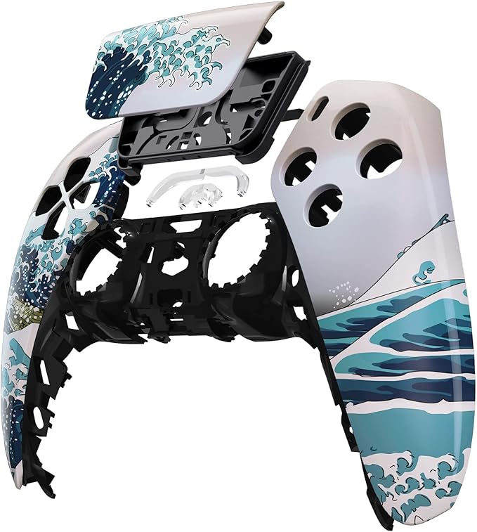 eXtremeRate The Great Wave Touchpad Front Top Shell Compatible with ps5 Controller BDM-010 020 030 040 050, DIY Replacement Shell Custom Touch Pad Cover Compatible with ps5 Controller