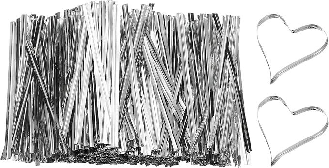PATIKIL Bag Twist Ties 3 Inch, 800 Pcs Metallic Bread Ties for Treat Plastic Bags Gift Wrapping Candy Coffee Bag Plant Party Cake Favor, Silver