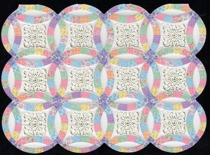 Poster Foundry Set of 3 - Wedding Ring Quilt Boxed Note Cards by Carol Wilson. 10 embossed 4x5 Die-Cut Notecards and Matching Envelopes in Decorative Gift Box with Magnetic Flap. NCP2257