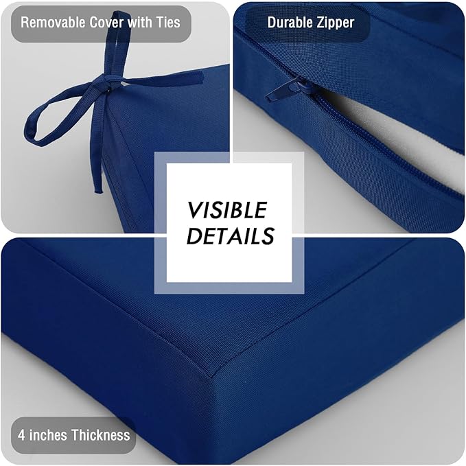 idee-home Outdoor Cushions for Patio Furniture, Waterproof Outdoor Seat Cushion Hampton Bay Deep Seat Replacement Cushions for Garden