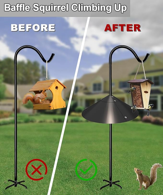 Garbuildman Metal Squirrel Baffle for Bird Feeder Pole, Outside Pole Mount Bird House Guard for Outdoor Shepherd’s Hook, 19 Inch, 1 Pack