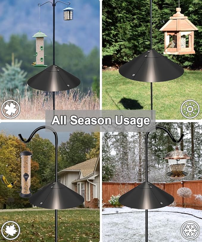 Garbuildman Metal Squirrel Baffle for Bird Feeder Pole, Outside Pole Mount Bird House Guard for Outdoor Shepherd’s Hook, 19 Inch, 2 Pack