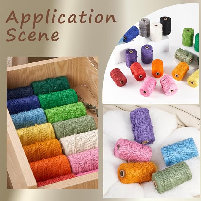 100M/328 Feet Natural Jute String 1mm Thin Macrame Rope Linen Twine Hemp Handmade Garden Wrapping Packing Hanging Roll Thread Cord for Gardening Home Gift Packing Wrapping Craft Decoration