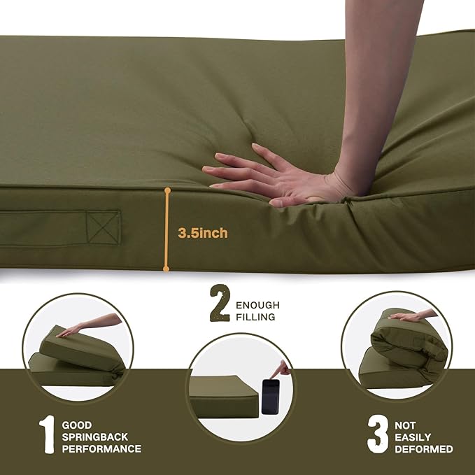 Outdoor Bench Cushion 4 inches Memory Foam Waterproof Patio Furniture Bench Cushion Porch Swing Cushion with Handle and Adjustable Strap, 42 x 18 Inch Sage Green