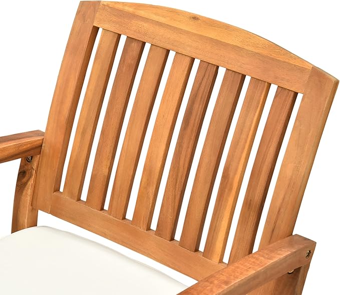 Outsunny Outdoor Rocking Chair with Cushion, Acacia Wood Patio Rocker for Backyard, Patio, Home, Teak Tone