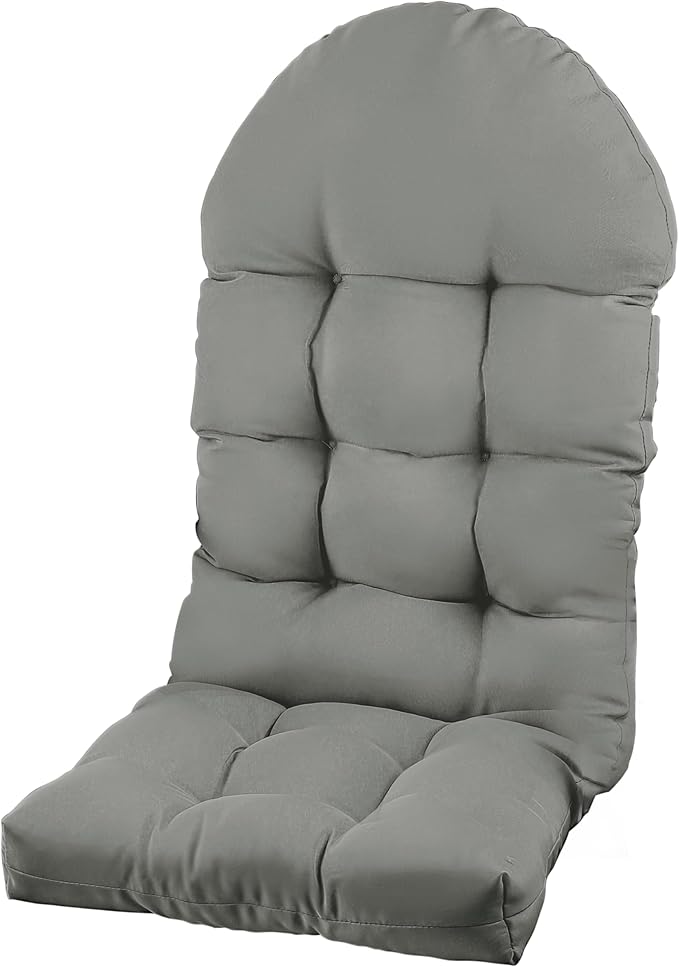 Large Adirondack Chair Cushion, Rocking Chair Cushion 50x20.8x4 inch, High Back Patio Cushions of Upper and Lower with Ties, Sunscreen and Fade-Resistant (Gray, 1)