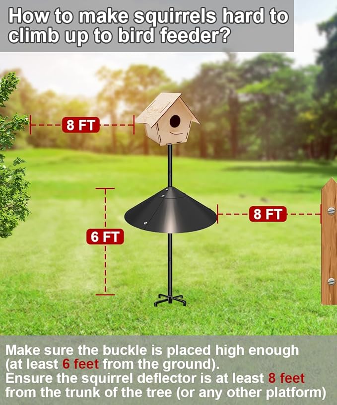 Garbuildman Metal Squirrel Baffle for Bird Feeder Pole, Outside Pole Mount Bird House Guard for Outdoor Shepherd’s Hook, 19 Inch, 1 Pack