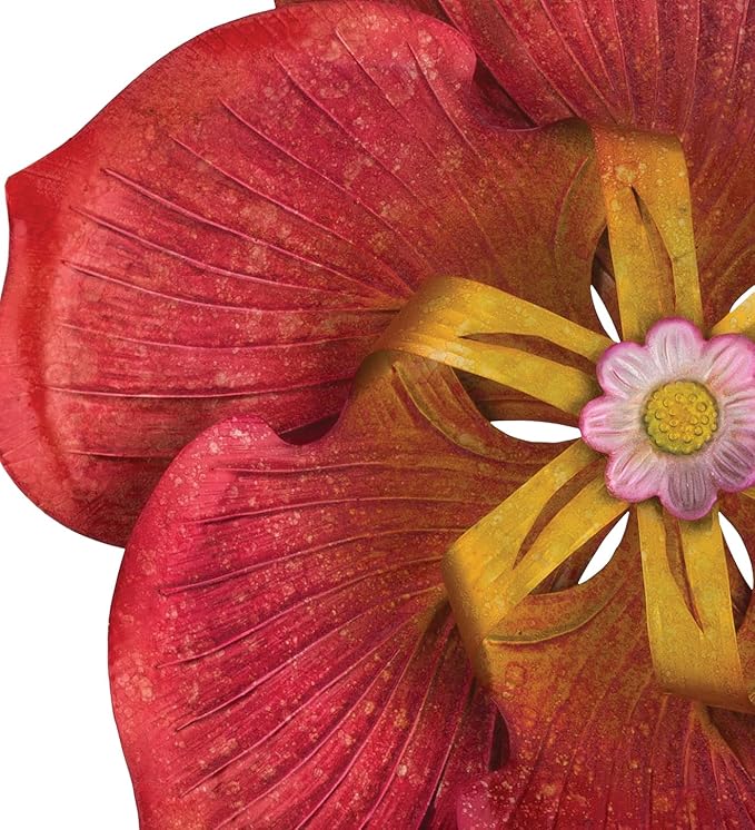 Regal Art & Gift Textured Flower Poppy Wind Spinner - Metal Yard Decorations Outdoor | Kinetic Garden Spinner for Lawn, Pathway, or Flower Bed | Weather-Resistant Outdoor Sculpture