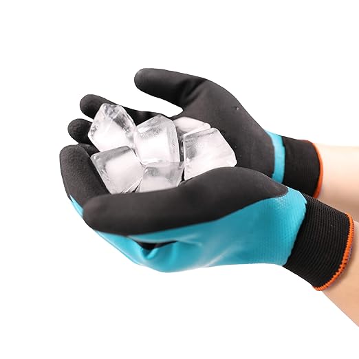 COOLJOB Waterproof Winter Freezer Gloves for Working Gardening Fishing Construction Worker, Double Coated Rubber for Warehouse Cold Refrigeration House, 1 Pair X-Large Blue