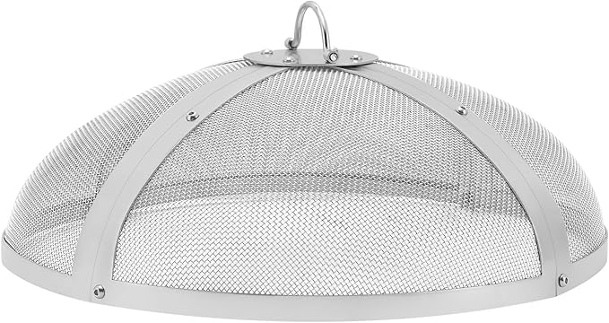 VEVOR Fire Pit Spark Screen Round 20", Reinforced Heavy Duty Steel Metal Cover, Outdoor Firepit Lid, Compatible with The Solo Stove Bonfire Ring Handle for Outdoor Patio Fire Pits Backyard