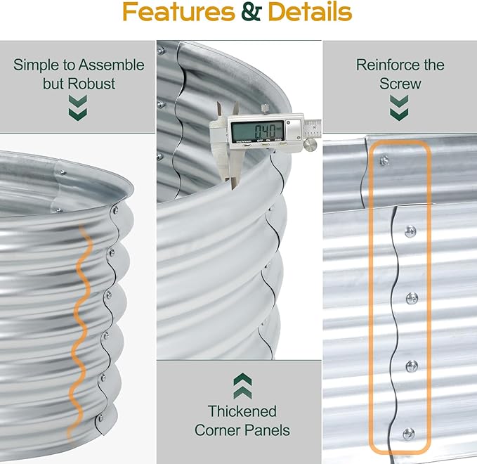 Aoodor Galvanized Raised Garden Bed Kit, 5.3 x 2.6 x 1.4 Ft, Oval Planter Box for Vegetables, Flowers, and Herbs, Outdoor Use, Silver