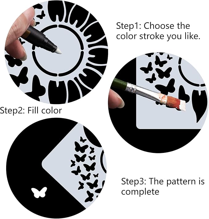 GORGECRAFT 12"X12"Sunflower Butterfly Stencil Flower Templates Sun Petals Reusable Templates Plastic Drawing Painting Stencils Template for Painting on Card Wall Fabric Canvas Crafts DIY Home Decor