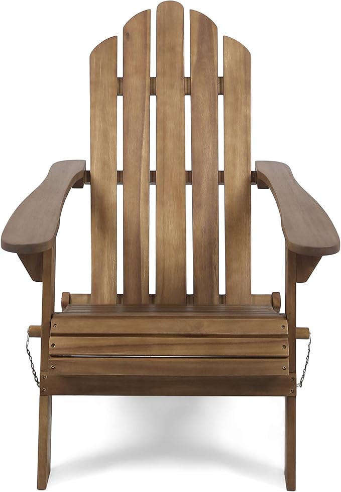 Christopher Knight Home Cara Outdoor Foldable Acacia Wood Adirondack Chair, Dark Brown Finish