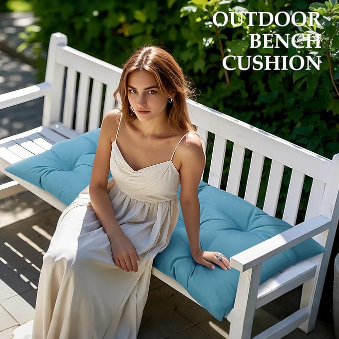 Waterproof Bench Cushion for Garden Furniture Lounger,Outdoor Thicken Bench Seat Cushions with Ties 40"*20" Indoor Dining Bench Pads Green
