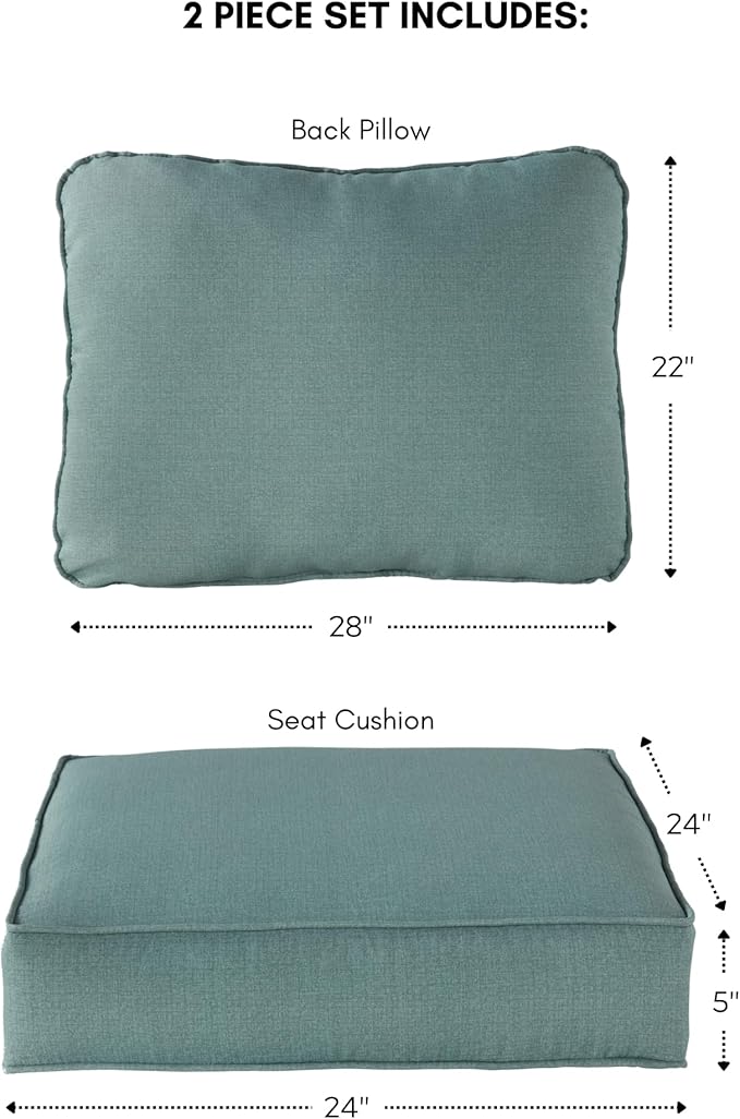 Greendale Home Fashions Outdoor Reversible 2-Piece Deep Seat Cushion Set, Seafoam