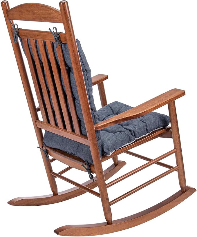 Rocking Chair Cushions Comfortable Tufted Seat Cushion Pads Non-Skid Backed Set of Backrest Cushion and Seat Bottom for Porch Rocker Adirondack Chair (Navy, Backrest-24X17,Bottom-17x17)